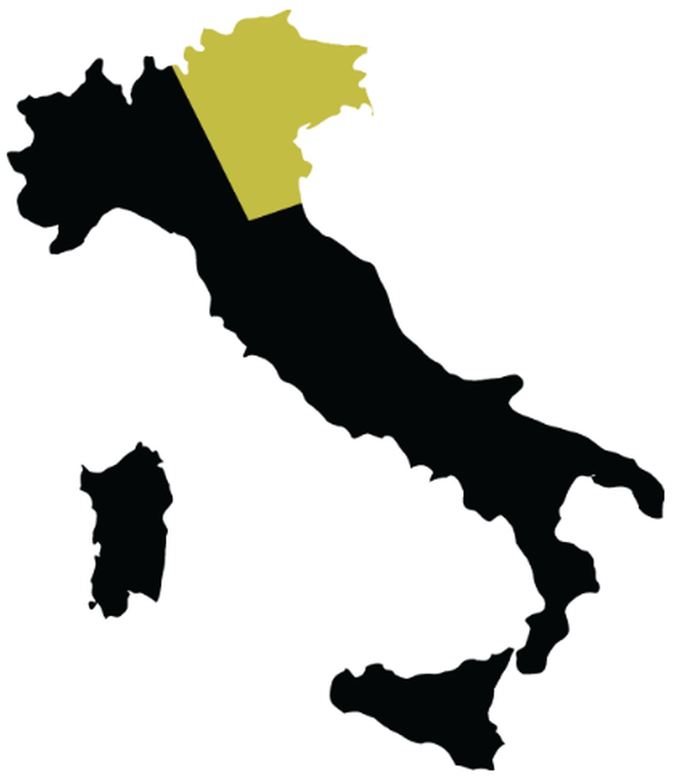 Map of Italy with Ecco Domani regions highlighted
